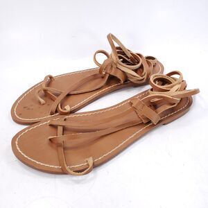 Zara Trafaluc Leather Casual Slip On Sandal Womens Size 10 41 Brown